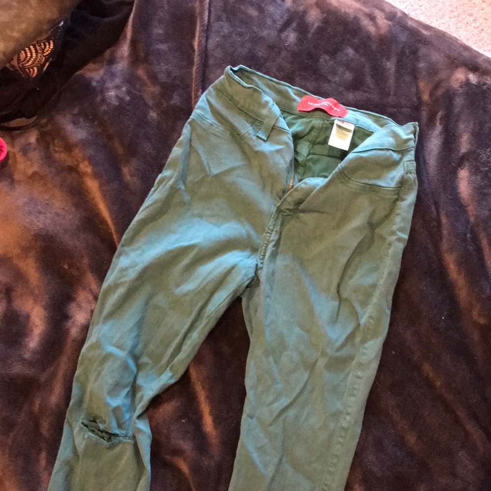 Green stretchy AKIRA jeans